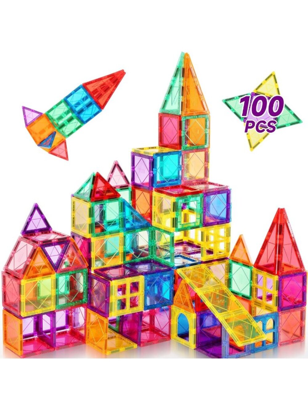 100PCS Magnetic Building Tiles for Kids - Creative STEM Toys, Fun Educational